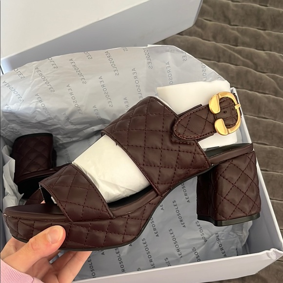 AEROSOLES Quilted Sandals in Deep Aubergine - Picture 4 of 10